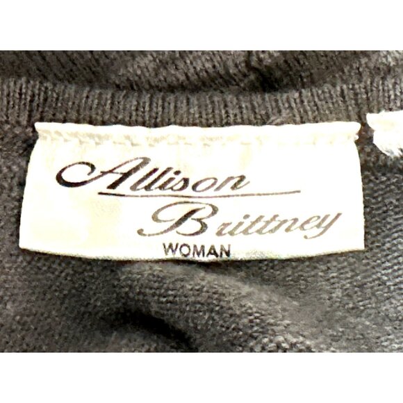 Allison Brittney Small Gray Textured Knit Long Sleeve Dress Soft Glam Open Back - Picture 7 of 10